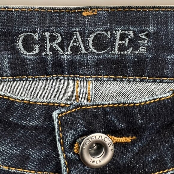 NWT GRACE Jeans Women's Frayed Hem Patch Pockets Denim Capris Size 26 (28x23) - Picture 8 of 12